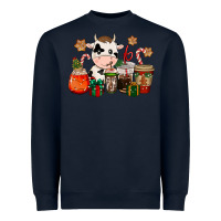 Navy cow coffee cups christmas Heavyweight Sweatshirt - CowGirlArtShop