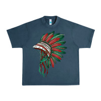 Midnight Navy american flag indian headdress Urban Heavy Tee - BarkalooDesign