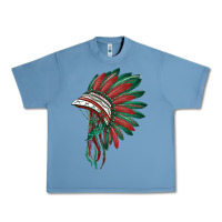 Pebble Blue american flag indian headdress Urban Heavy Tee - BarkalooDesign