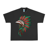 Pigment Black american flag indian headdress Urban Heavy Tee - BarkalooDesign