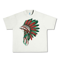 Pistachio american flag indian headdress Urban Heavy Tee - BarkalooDesign