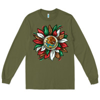 Army Green Mexican Sunflower Long Sleeve Tee - texasbilliewilder