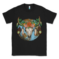 Black floral feather bull skull Classic Tee - JahusDesignShop