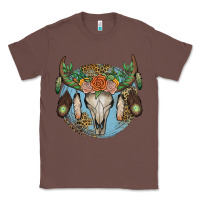 Chestnut floral feather bull skull Classic Tee - JahusDesignShop
