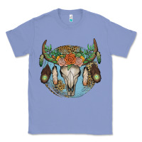 Colony Blue floral feather bull skull Classic Tee - JahusDesignShop