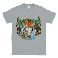 Heather Grey floral feather bull skull Classic Tee - JahusDesignShop