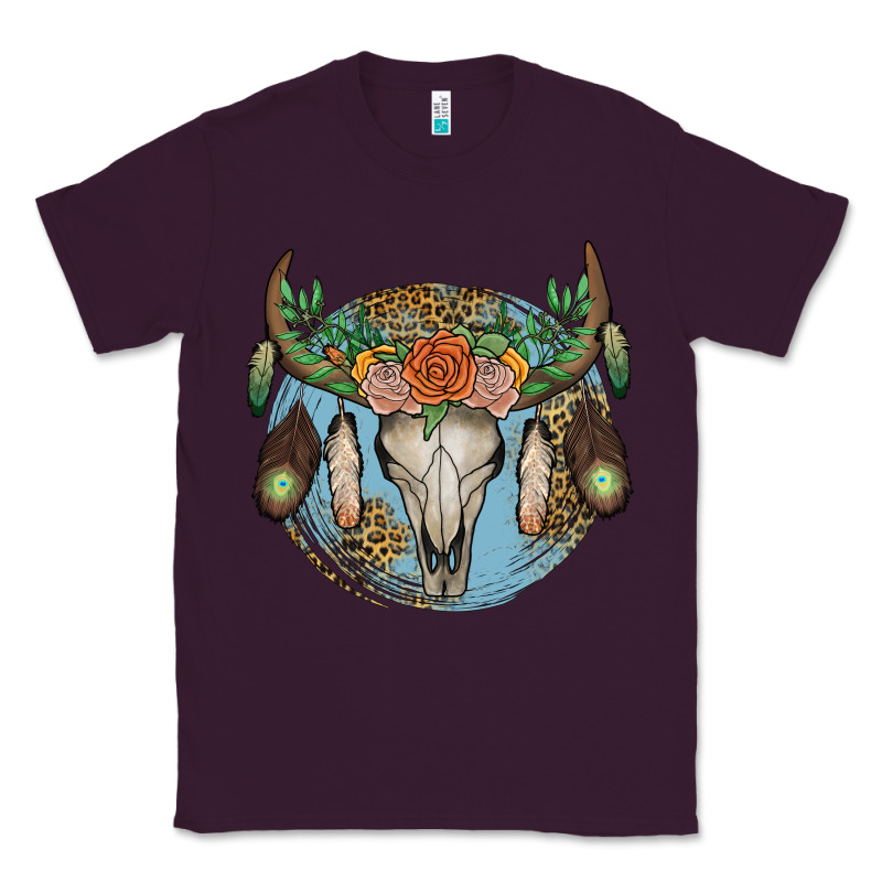Floral Feather Bull Skull Classic Tee by JahusDesignShop | Teevron