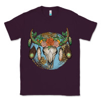 Plum floral feather bull skull Classic Tee - JahusDesignShop