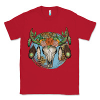 Red floral feather bull skull Classic Tee - JahusDesignShop