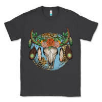 Smoke floral feather bull skull Classic Tee - JahusDesignShop