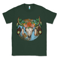 Sports Green floral feather bull skull Classic Tee - JahusDesignShop