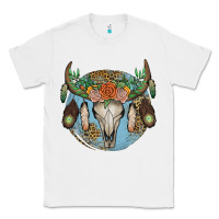 White floral feather bull skull Classic Tee - JahusDesignShop