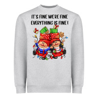 Heather Grey its fine were fine everything is fine Heavyweight Sweatshirt - CowGirlArtShop