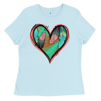 Baby Blue Feather Heart Ladies Tee - Jasminsmagicworld