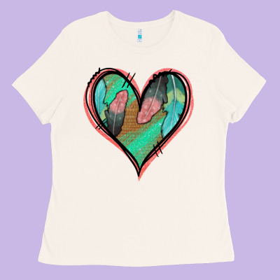 Feather Heart Ladies Tee Designed By Jasminsmagicworld
