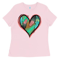 Bubblegum Pink Feather Heart Ladies Tee - Jasminsmagicworld
