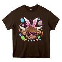 Chocolate Brown easter cow Heavy Core Tee - MaliasSmallBusiness
