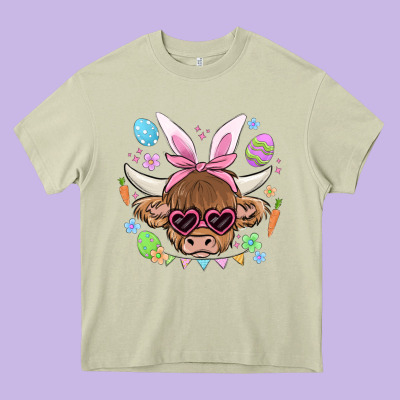 Easter Cow Heavy Core Tee Designed By Maliassmallbusiness