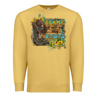 Antique Gold Blame It All On My Boots Premium Sweatshirt - FaDigitalArtStudio