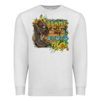 Oatmeal Heather Blame It All On My Boots Premium Sweatshirt - FaDigitalArtStudio