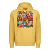 Antique Gold western cow with hay and flowers seamless pattern Premium Hoodie - FaDigitalArtStudio