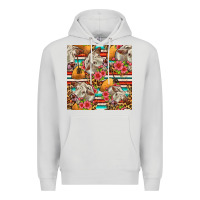 Dove Grey western cow with hay and flowers seamless pattern Premium Hoodie - FaDigitalArtStudio
