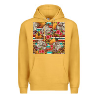 Mustard western cow with hay and flowers seamless pattern Premium Hoodie - FaDigitalArtStudio
