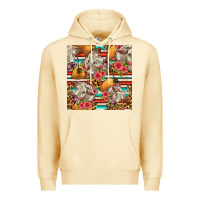 Pina Colada western cow with hay and flowers seamless pattern Premium Hoodie - FaDigitalArtStudio