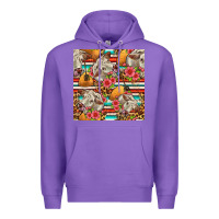 Purple western cow with hay and flowers seamless pattern Premium Hoodie - FaDigitalArtStudio