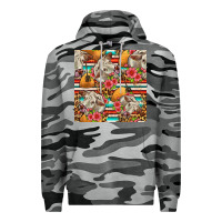 Slate Camo western cow with hay and flowers seamless pattern Premium Hoodie - FaDigitalArtStudio