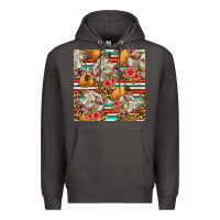 Smoke western cow with hay and flowers seamless pattern Premium Hoodie - FaDigitalArtStudio