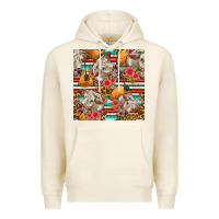 Tofu western cow with hay and flowers seamless pattern Premium Hoodie - FaDigitalArtStudio