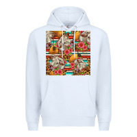 White western cow with hay and flowers seamless pattern Premium Hoodie - FaDigitalArtStudio