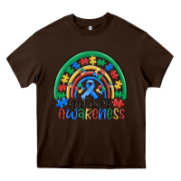 Chocolate Brown autism awareness rainbow Heavy Core Tee - MaliasSmallBusiness
