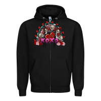 Black Skull Xoxo rainbow Valentine's Day Zipper Hoodie - FaDigitalArtStudio