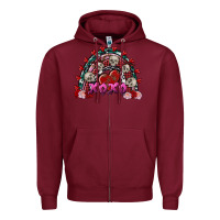 Burgundy Skull Xoxo rainbow Valentine's Day Zipper Hoodie - FaDigitalArtStudio