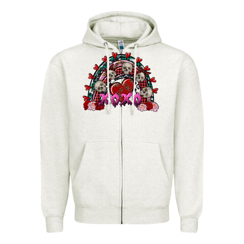 Skull Xoxo Rainbow Valentine's Day Zipper Hoodie by FaDigitalArtStudio | Teevron