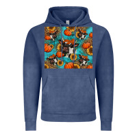 Vintage Denim autumn pumpkins holstein cow Vintage Hoodie - Jasminsmagicworld