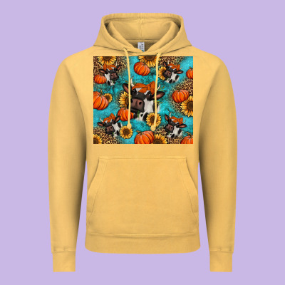 Autumn Pumpkins Holstein Cow Vintage Hoodie Designed By Jasminsmagicworld