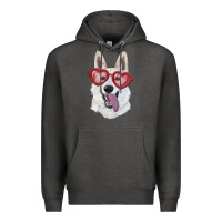Charcoal Heather White shepherd with love glasses Premium Hoodie - RanaPortraitStore