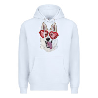 White White shepherd with love glasses Premium Hoodie - RanaPortraitStore