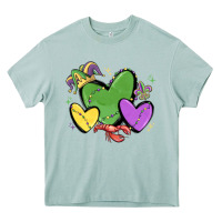 Arona mardi gras hearts Heavy Core Tee - MaliasSmallBusiness