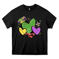 Black mardi gras hearts Heavy Core Tee - MaliasSmallBusiness