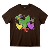 Chocolate Brown mardi gras hearts Heavy Core Tee - MaliasSmallBusiness