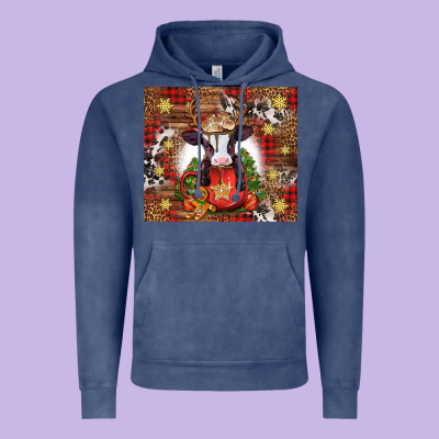 Christmas Baby Cow Hot Cocoa Vintage Hoodie Designed By Jasminsmagicworld