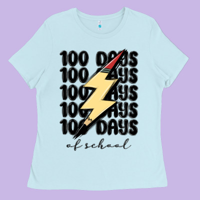 100 Days Of School Ladies Tee Designed By Maliassmallbusiness