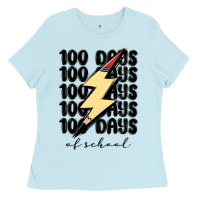 Baby Blue 100 days of school Ladies Tee - MaliasSmallBusiness