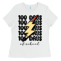 White 100 days of school Ladies Tee - MaliasSmallBusiness
