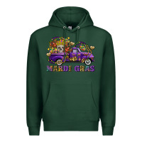 Sports Green mardi gras skull truck Premium Hoodie - FaDigitalArtStudio