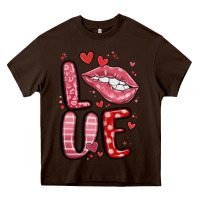 Chocolate Brown western love lips Heavy Core Tee - MaliasSmallBusiness